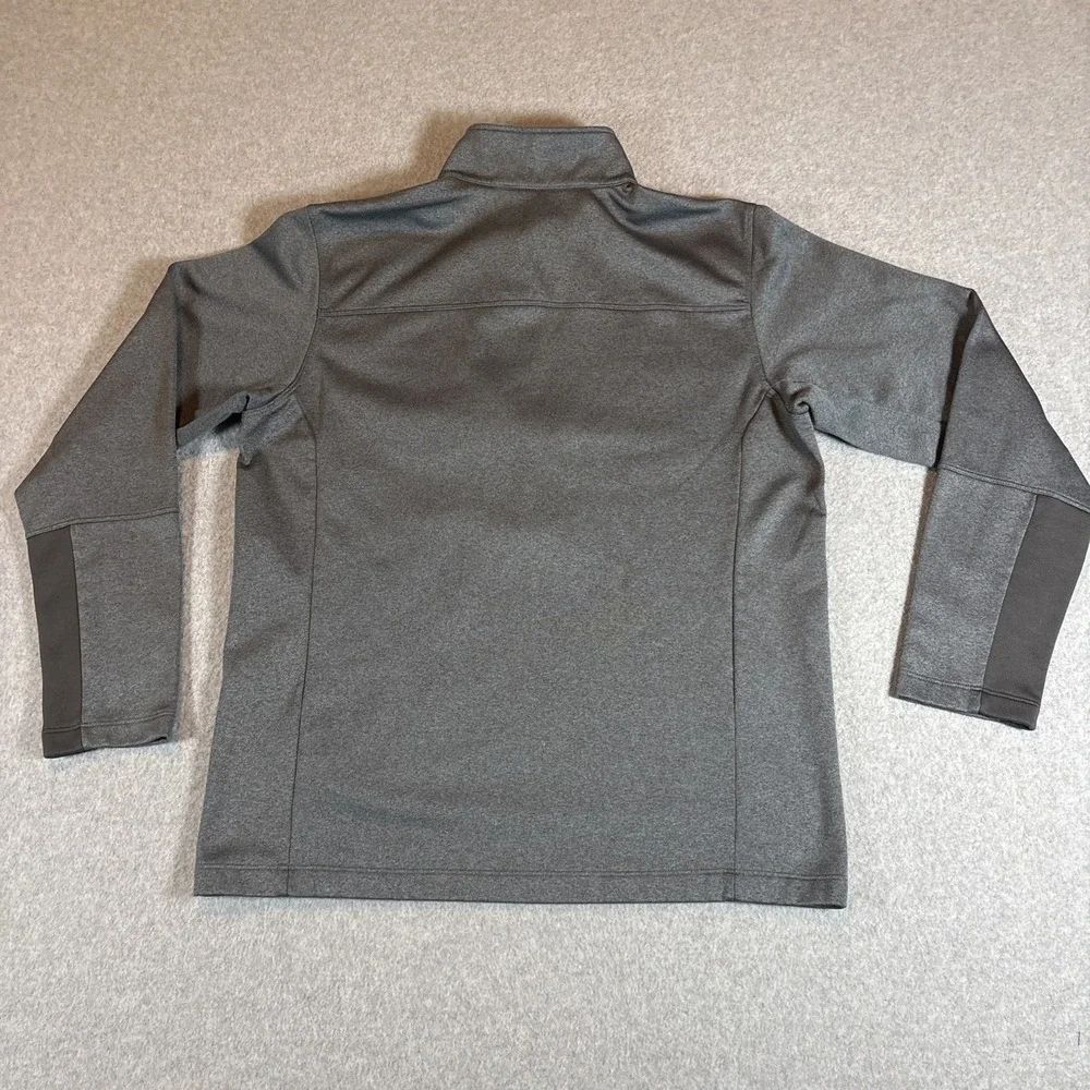 NORTH FACE GRAY ATHLETIC JACKET W/ ORANGE LOGO & HALF ZIPPER MENS L EXCELLENT